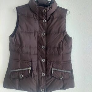 Eddie Bauer Small Dark Brown Women's Quilted Goose Down Fill Vest